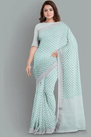 The Chennai Silks Floral Linen Blend Fusion Bhagalpuri Saree