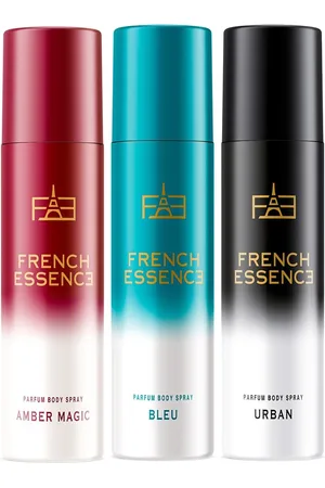 FRENCH ESSENCE Set of No Gas Parfum Body Spray 99 g Each - Urban, Amber Magic and Bleu