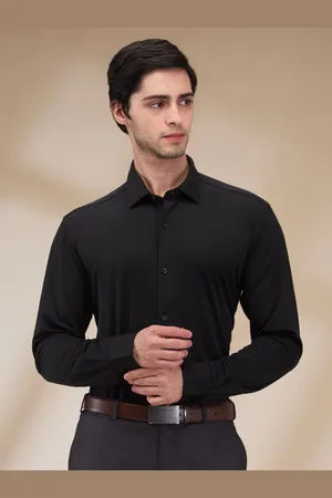 Park Avenue Men Cutaway Collar Solid Nylon Slim Fit Formal Shirt