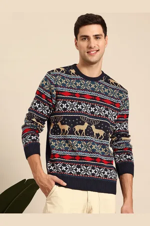 Mast & Harbour Men Fair Isle Acrylic Pullover