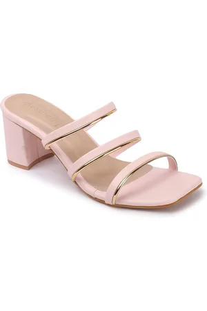 DressBerry Textured Party Block Sandals with Buckles