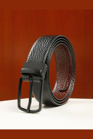 Teakwood Leathers Men Textured Leather Reversible Formal Belt
