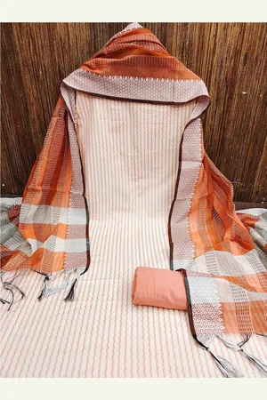 Lilots Striped Woven Design Zari Unstitched Dress Material