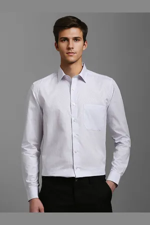 Louis Philippe Men Spread Collar Textured Cotton Slim Fit Formal Shirt