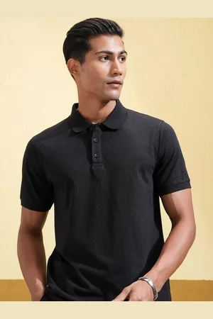 LocoMotive Premium Men Textured Button Placket Polo Collar Slim Fit T-Shirt
