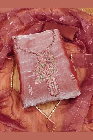 KIMISHA Embroidered Silk Chiffon Unstitched Dress Material