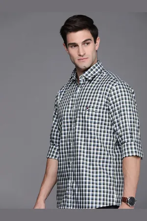 Louis Philippe Men Slim Fit Checked Pure Cotton Casual Shirt