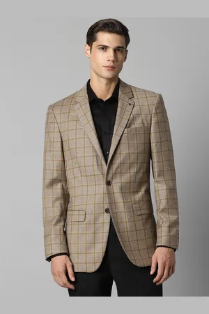 Louis Philippe Checked Slim-Fit Single-Breasted Blazer
