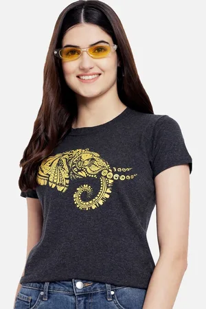 Corsica Women Regular Fit Graphic Printed Round Neck Cotton T-shirt