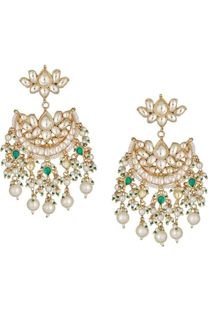 AURAA Trends Gold-Plated Kundan Studded Classic Chandbalis
