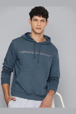 Skechers Brand Logo Printed HERITAGE GRID PULLOV Hooded Lounge Sweatshirt