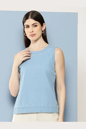 Chemistry Solid Cotton Denim Top
