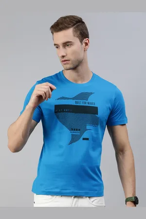 Huetrap Men Blue Printed Cotton T-shirt