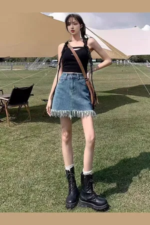 DressBerry Denim A-Line Above Knee Skirt