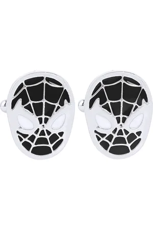 Bodha Rhodium Plated Silver-Toned Spiderman Cufflinks