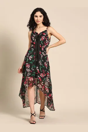 DODO & MOA Women Floral Print Georgette A-Line Maxi Dress