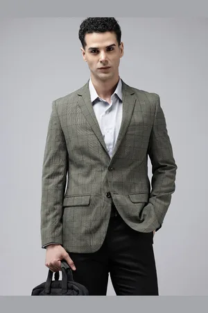Park Avenue Slim Fit Checked Single-Breasted Formal Blazer