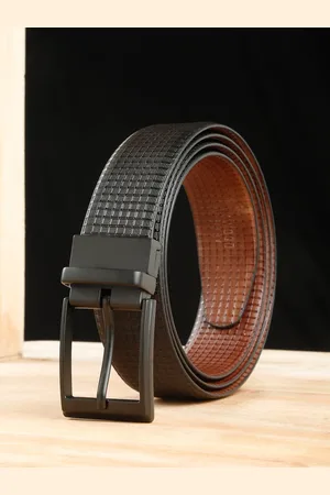 Teakwood Leathers Men Textured Leather Reversible Formal Belt