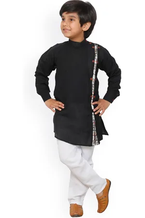 DKGF FASHION Boys Black & White Kurta with Pyjamas