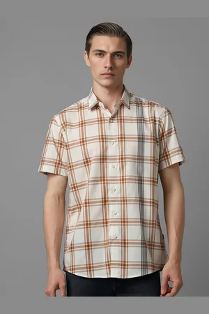 Louis Philippe Men Spread Collar Tartan Checked Cotton Slim Fit Casual Shirt