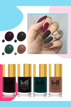 MI FASHION Set Of 4 Velvet Matte Lacquer Nail Polish 9.9ml Each - Shades 03-05-12-36