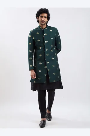 Vastramay Men Leaf Sequined Work Sherwani Set