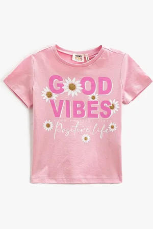 Koton Girls Typography Printed Pure Cotton T-shirt