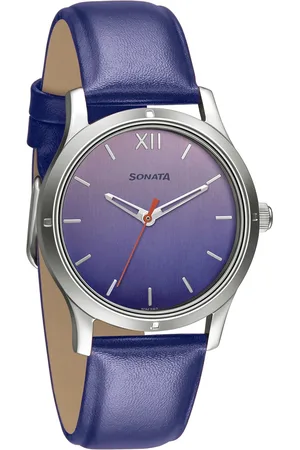 Sonata Women Blue Brass Dial & Blue Leather Straps Analogue Watch 8183SL03