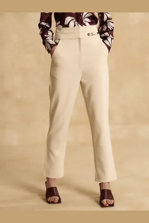 Kazo Women Mid-Rise Relaxed Fit Tailored Trousers