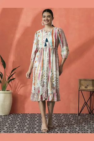 Sangria Printed A-Line Ethnic Dress