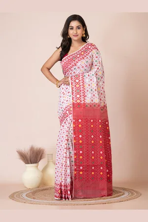 Laa Calcutta Woven Design Pure Cotton Jamdani Saree