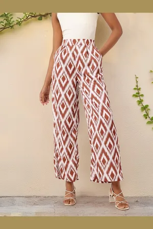 DressBerry Women Retro Staycation Ikatastic Wide Leg Flared Trousers