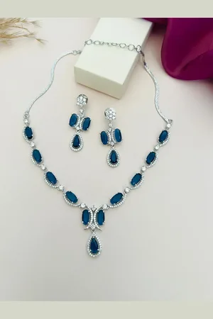 ABDESIGNS Enchanting Silver Plated American Diamond Necklace