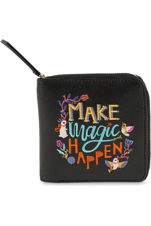 Chumbak Women Black Embroidered Zip Around Wallet