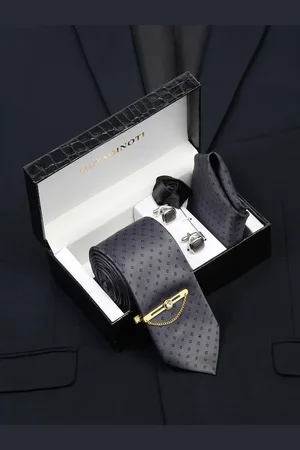 MUTAQINOTI Men Silk Necktie Accessory Gift Set