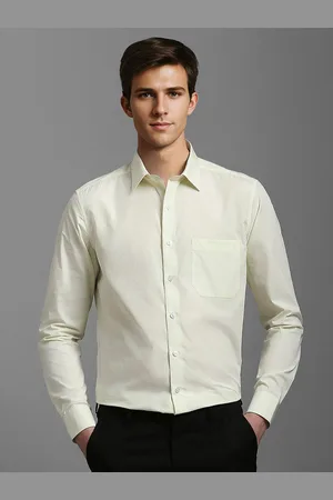Louis Philippe Men Spread Collar Textured Cotton Slim Fit Formal Shirt