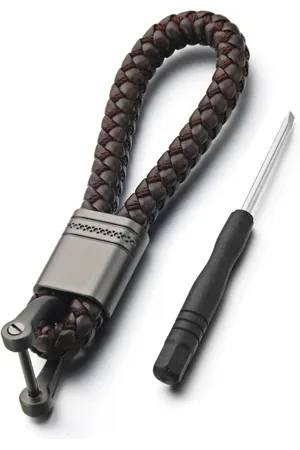 Contacts Braided Leather Strap Key Chain Ring