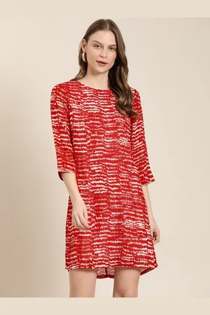 Invictus Women Red & White Printed Sheath Dress