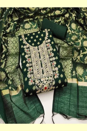 Lilots Floral Woven Design Banarasi Silk Sequinned Dress Material