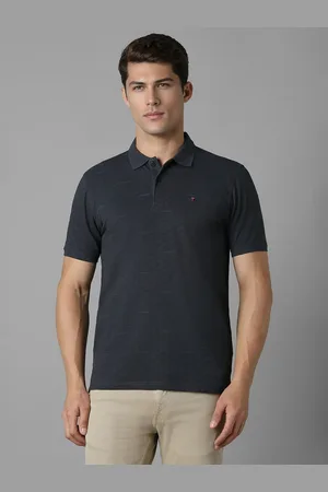Louis Philippe Men Abstract Printed Polo Collar Cotton Slim Fit T-shirt