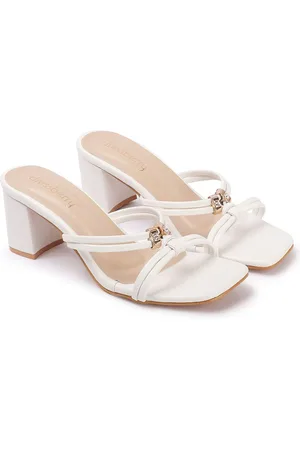 DressBerry Textured Party Block Sandals with Buckles