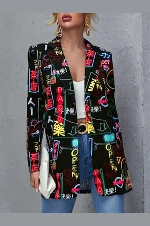 HERE&NOW Women Longline Tailored Jacket with Patchwork