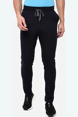 JADE BLUE Men Navy Blue Solid Pure Cotton Track Pants