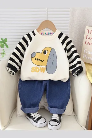 Googo Gaaga Boys Printed Pure Cotton T-shirt With Trousers