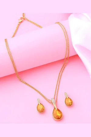 ESTELE Gold-Plated Crystals Studded Jewellery Set