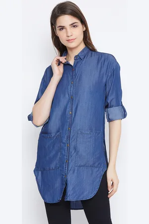 Punk Women Blue Solid Tunic