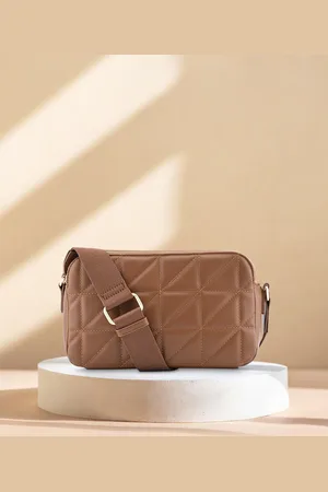 Fastrack Textured PU Bowling Sling Bag with Quilted