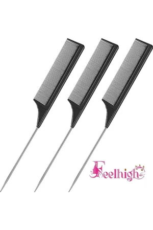 FEELHIGH Set Of 3 Tail Combs With Stainless Steel Pintail