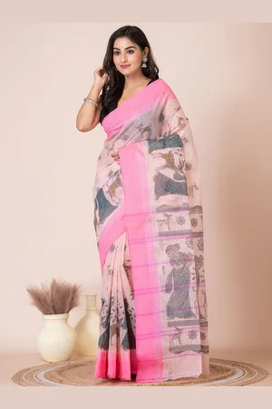 HOUSE OF ARLI Floral Printed Pure Cotton Taant Saree