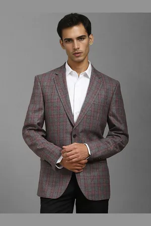Louis Philippe Checked Notched Lapel Single-Breasted Formal Blazer